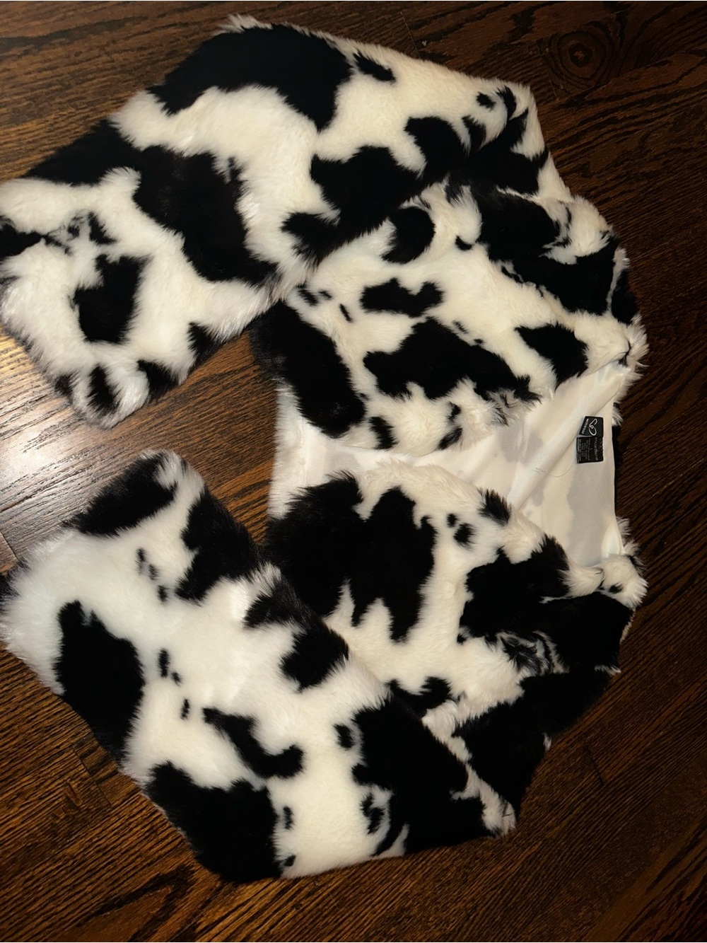 Windsor Black and White Faux Fur Cow-Print Jacket